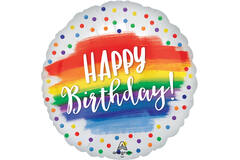 Foil Balloon - "HAPPY Birthday!" - Dots - Satin - 45 cm